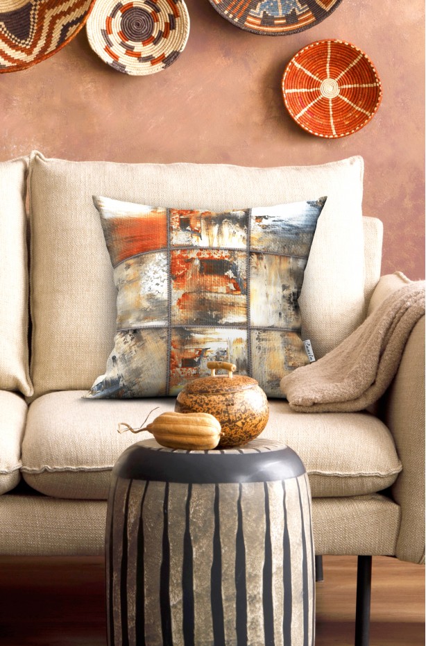 PATCHWORK DESENLİ MODERN ÇİFT TARAFLI DİJİTAL BASKILI KIRLENT KILIFI 4'LÜ SET ( KRL 02 )