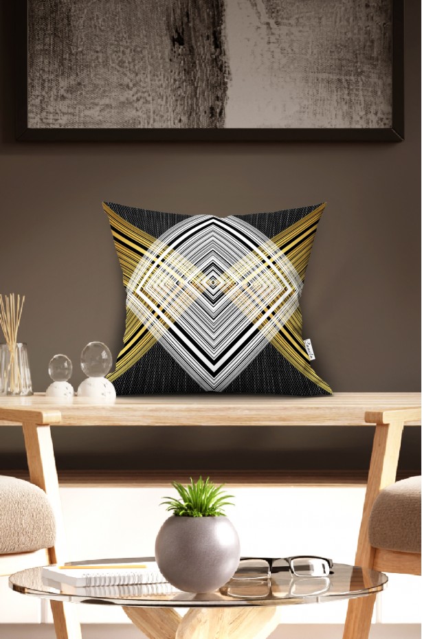 ATLI MODERN MOTİFLİ ÇİFT TARAFLI DİJİTAL BASKILI KIRLENT KILIFI 4'LÜ SET ( KRL 18 )