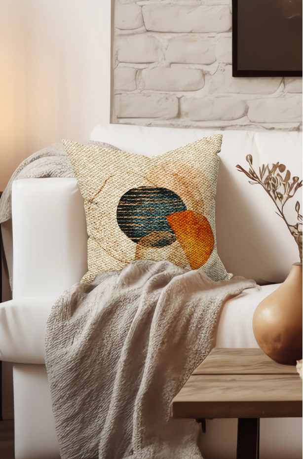 MODERN ABSTRACT DESENLİ SOYUT MOTİFLİ ÇİFT TARAFLI DİJİTAL BASKILI KIRLENT KILIFI 4'LÜ SET ( KRL 24 )