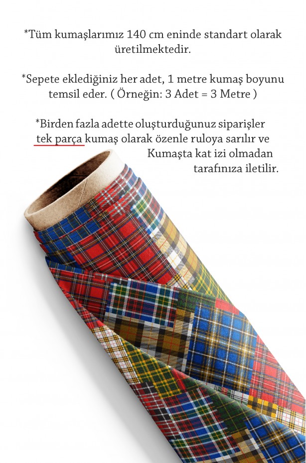 Ekose Desenli Pamuk Astarlı Kalın Rashel Döşemelik Kumaş 140Cm En ( POP 18 )