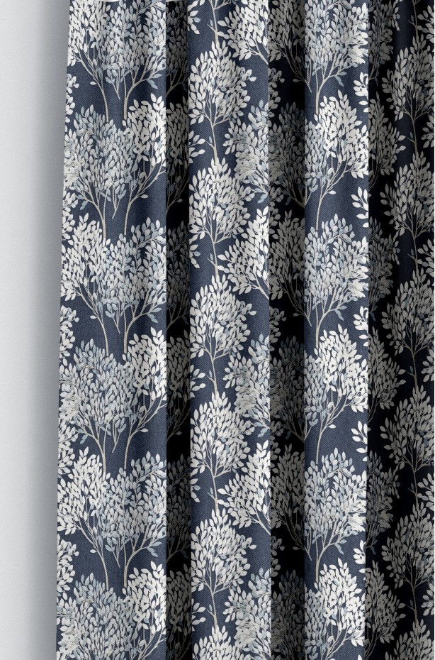 Klasik ağaç dalı desenli Lacivert Renkli Dijital Baskılı Modern Fon Perde - 140x270 cm ( PERDE 42 )