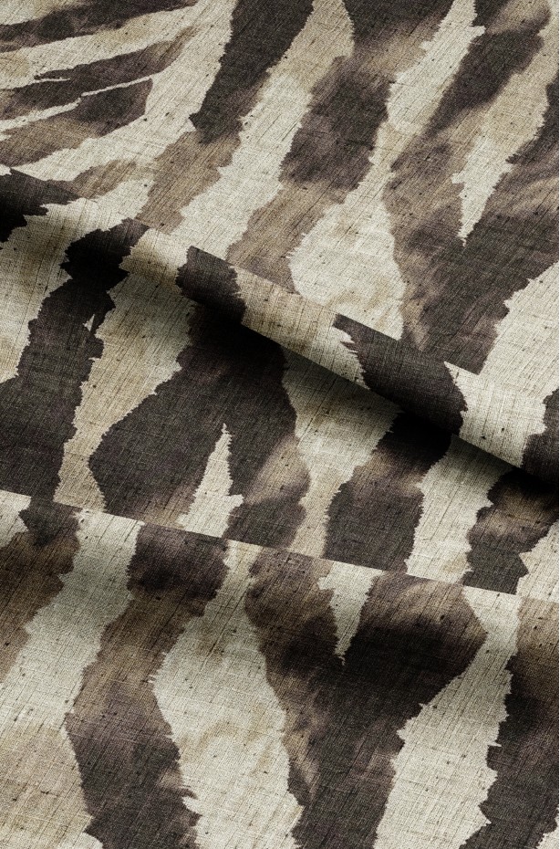 Zebra Çizgileri Desenli Kahve Renkli Dijital Baskılı Modern Fon Perde - 140x270 cm