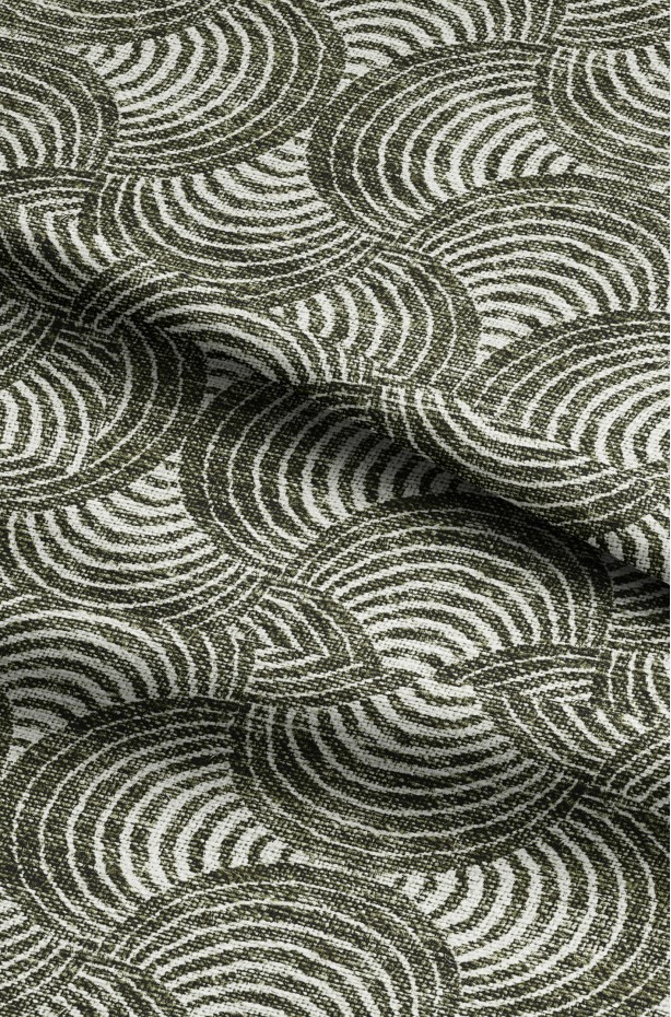 Geometrik Çember Desenli Yeşil Renkli Dijital Baskılı Modern Fon Perde - 140x270 cm