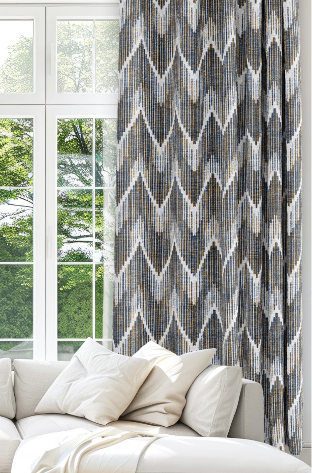Çizgi Desenli Soyut Füme Renkli Dijital Baskılı Modern Fon Perde - 140x270 cm