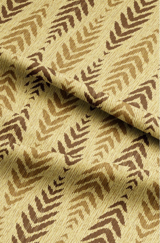 Sarı Zigzag Desenli Modern Fon Perde - 140x270 cm