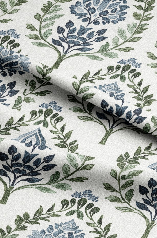 Beyaz Üzeri Zarif Çiçek Desenli Fon Perde - 140x270 cm