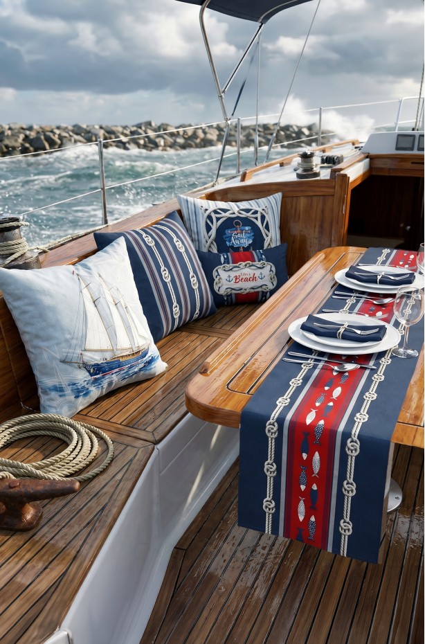 CANİLA MARİNE Deniz Temalı Lacivert Detaylı Runner 45 x 145 Cm 1 ADET ( MARİNE R1 )