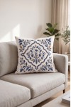 BLUES Minimal Desenli Çerçeve Dijital Baskılı Kare Kırlent Kılıfı 43 x 43 Cm Çift Taraflı Kırlent Kılıfı 1 ADET ( BLUES 3 )