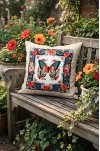 CANİLA BUTTERFLY Kelebek Desenli Pastel Sarı Kare Kırlent 43 x 43 Cm Çift Taraflı Kırlent Kılıfı 1 ADET ( BUTTERFLY 1 )