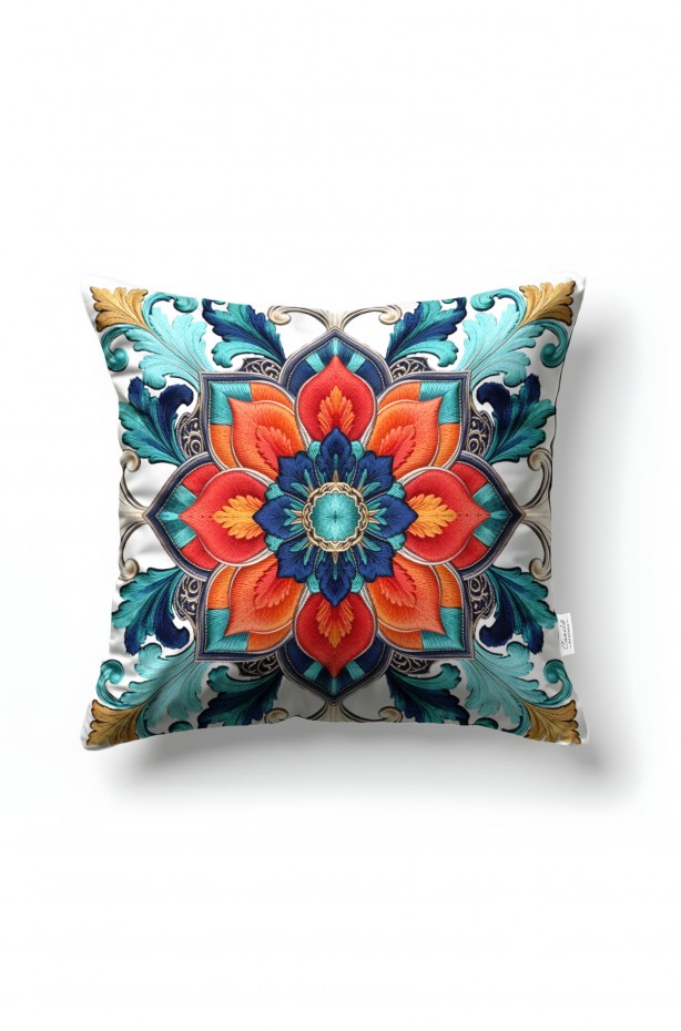 CANİLA BUTTERFLY Motif Desenli Çok Renkli Kare Kırlent 43 x 43 Cm Çift Taraflı Kırlent Kılıfı 1 ADET ( BUTTERFLY 2 )