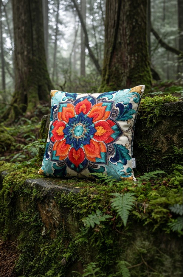 CANİLA BUTTERFLY Motif Desenli Çok Renkli Kare Kırlent 43 x 43 Cm Çift Taraflı Kırlent Kılıfı 1 ADET ( BUTTERFLY 2 )