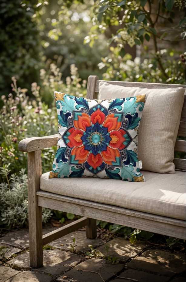 CANİLA BUTTERFLY Motif Desenli Çok Renkli Kare Kırlent 43 x 43 Cm Çift Taraflı Kırlent Kılıfı 1 ADET ( BUTTERFLY 2 )