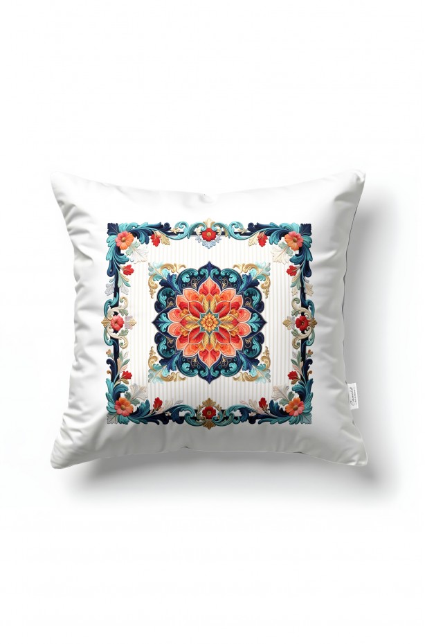 CANİLA BUTTERFLY Motif Desenli Çok Renkli Kare Kırlent 43 x 43 Cm Çift Taraflı Kırlent Kılıfı 1 ADET ( BUTTERFLY 3 )
