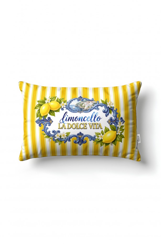 CANİLA CIAO Desenli Limoncello  Dikdörtgen Kırlent Kılıfı 33 x 53 Cm Çift Taraflı Kırlent Kılıfı 1 ADET ( CIAO 4 )