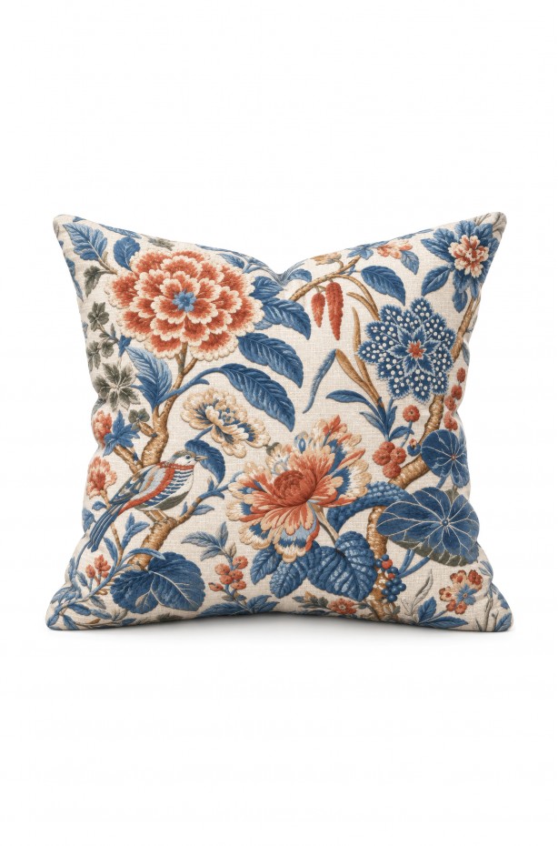 SAFİR Dijital Baskılı Çiçek Desenli Kare Kırlent Kılıfı 43 x 43 Cm Çift Taraflı Kırlent Kılıfı 1 ADET ( SAFİR 1 )