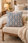 SAFİR Dijital Baskılı Geometrik Desenli Kare Kırlent Kılıfı 43 x 43 Cm Çift Taraflı Kırlent Kılıfı 1 ADET ( SAFİR 2 )