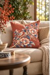 SAFİR Dijital Baskılı Kiremit Kuş Desenli Kare Kırlent Kılıfı 43 x 43 Cm Çift Taraflı Kırlent Kılıfı 1 ADET ( SAFİR 3 )