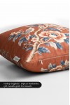 SAFİR Dijital Baskılı Kiremit Kuş Desenli Kare Kırlent Kılıfı 43 x 43 Cm Çift Taraflı Kırlent Kılıfı 1 ADET ( SAFİR 3 )