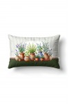 CANİLA SİCİLİA Saksı Motifli Yeşil Dikdörtgen Kırlent 33 x 53 Cm Çift Taraflı Kırlent Kılıfı 1 ADET ( SİCİLİA 4 )