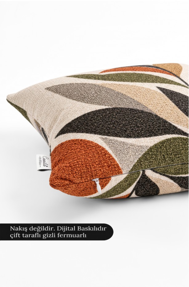 Dijital Baskılı Yaprak Desenli Kare Kırlent Kılıfı 43 x 43 Cm Çift Taraflı Kırlent Kılıfı 1 ADET ( TERRA 1 )