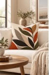 Dijital Baskılı Yaprak Desenli Kare Kırlent Kılıfı 43 x 43 Cm Çift Taraflı Kırlent Kılıfı 1 ADET ( TERRA 1 )